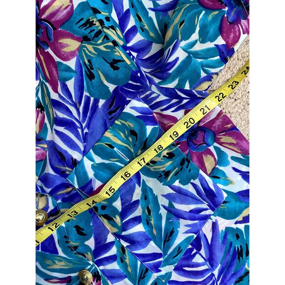Women's Vintage Jordan Floral Button Front Blouse 12 - Picture 3 of 6